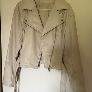 H&M Beige Faux Leather Jacket